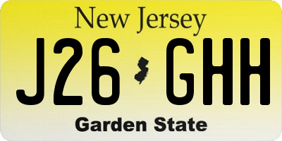 NJ license plate J26GHH