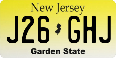 NJ license plate J26GHJ