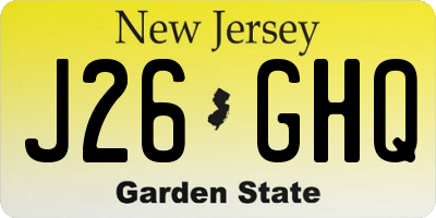 NJ license plate J26GHQ