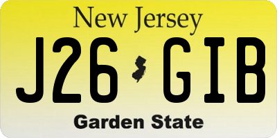NJ license plate J26GIB