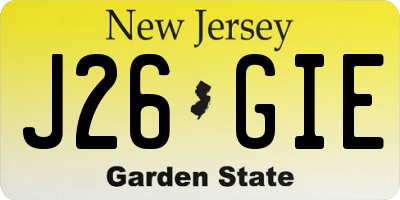NJ license plate J26GIE