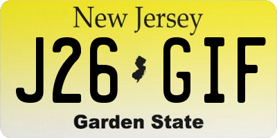 NJ license plate J26GIF