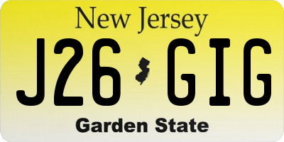 NJ license plate J26GIG