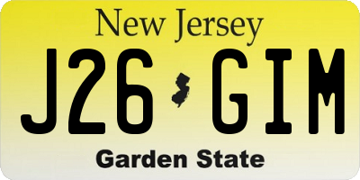 NJ license plate J26GIM