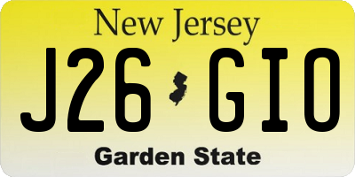 NJ license plate J26GIO