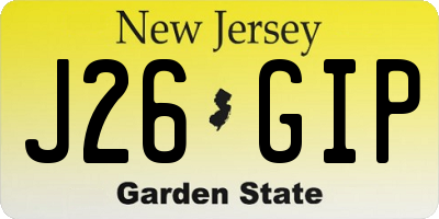 NJ license plate J26GIP
