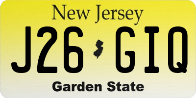 NJ license plate J26GIQ