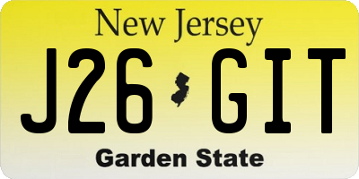 NJ license plate J26GIT