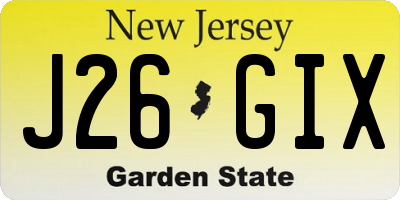 NJ license plate J26GIX