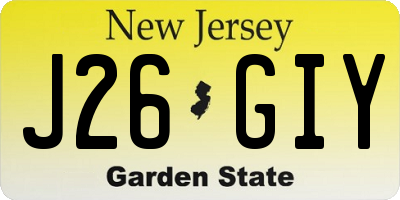 NJ license plate J26GIY