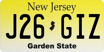 NJ license plate J26GIZ