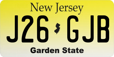 NJ license plate J26GJB