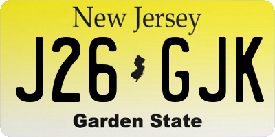 NJ license plate J26GJK