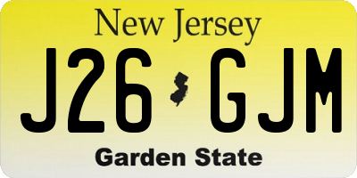 NJ license plate J26GJM