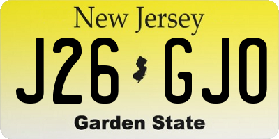NJ license plate J26GJO