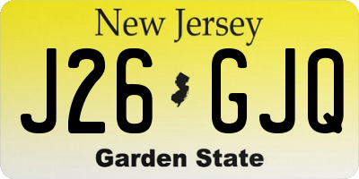 NJ license plate J26GJQ
