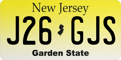NJ license plate J26GJS