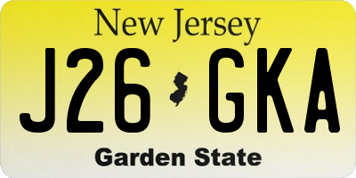 NJ license plate J26GKA