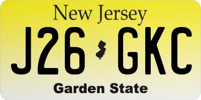 NJ license plate J26GKC
