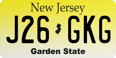 NJ license plate J26GKG