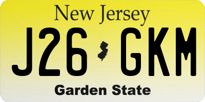 NJ license plate J26GKM