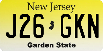 NJ license plate J26GKN