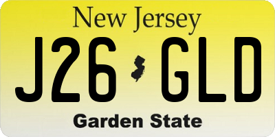 NJ license plate J26GLD
