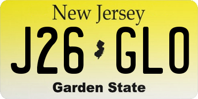NJ license plate J26GLO