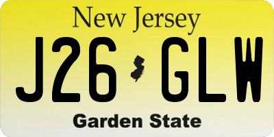 NJ license plate J26GLW
