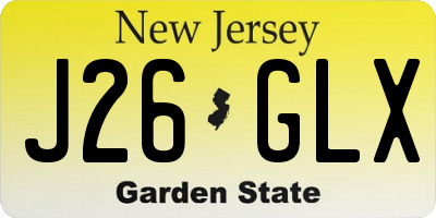 NJ license plate J26GLX