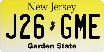 NJ license plate J26GME