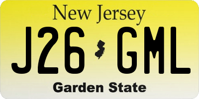 NJ license plate J26GML