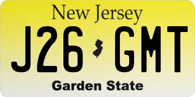NJ license plate J26GMT