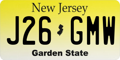NJ license plate J26GMW