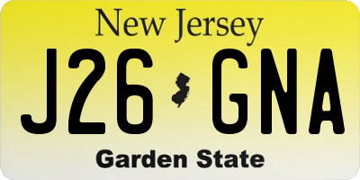 NJ license plate J26GNA