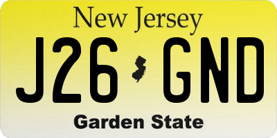 NJ license plate J26GND