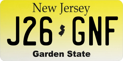 NJ license plate J26GNF