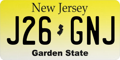 NJ license plate J26GNJ