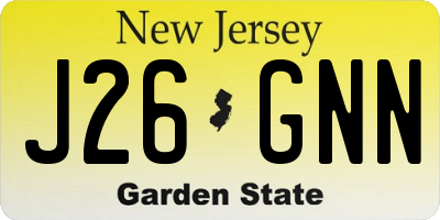 NJ license plate J26GNN