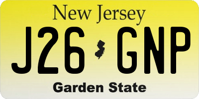 NJ license plate J26GNP