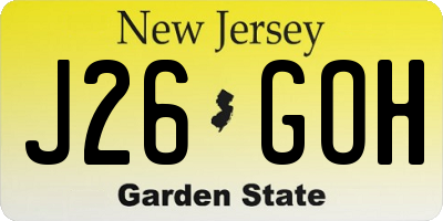 NJ license plate J26GOH
