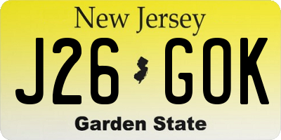 NJ license plate J26GOK