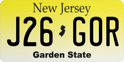NJ license plate J26GOR
