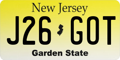 NJ license plate J26GOT