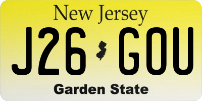 NJ license plate J26GOU
