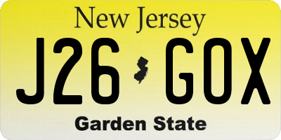 NJ license plate J26GOX