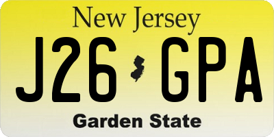 NJ license plate J26GPA
