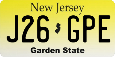 NJ license plate J26GPE