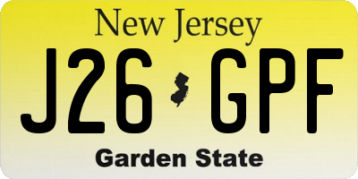 NJ license plate J26GPF