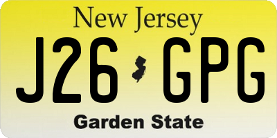 NJ license plate J26GPG